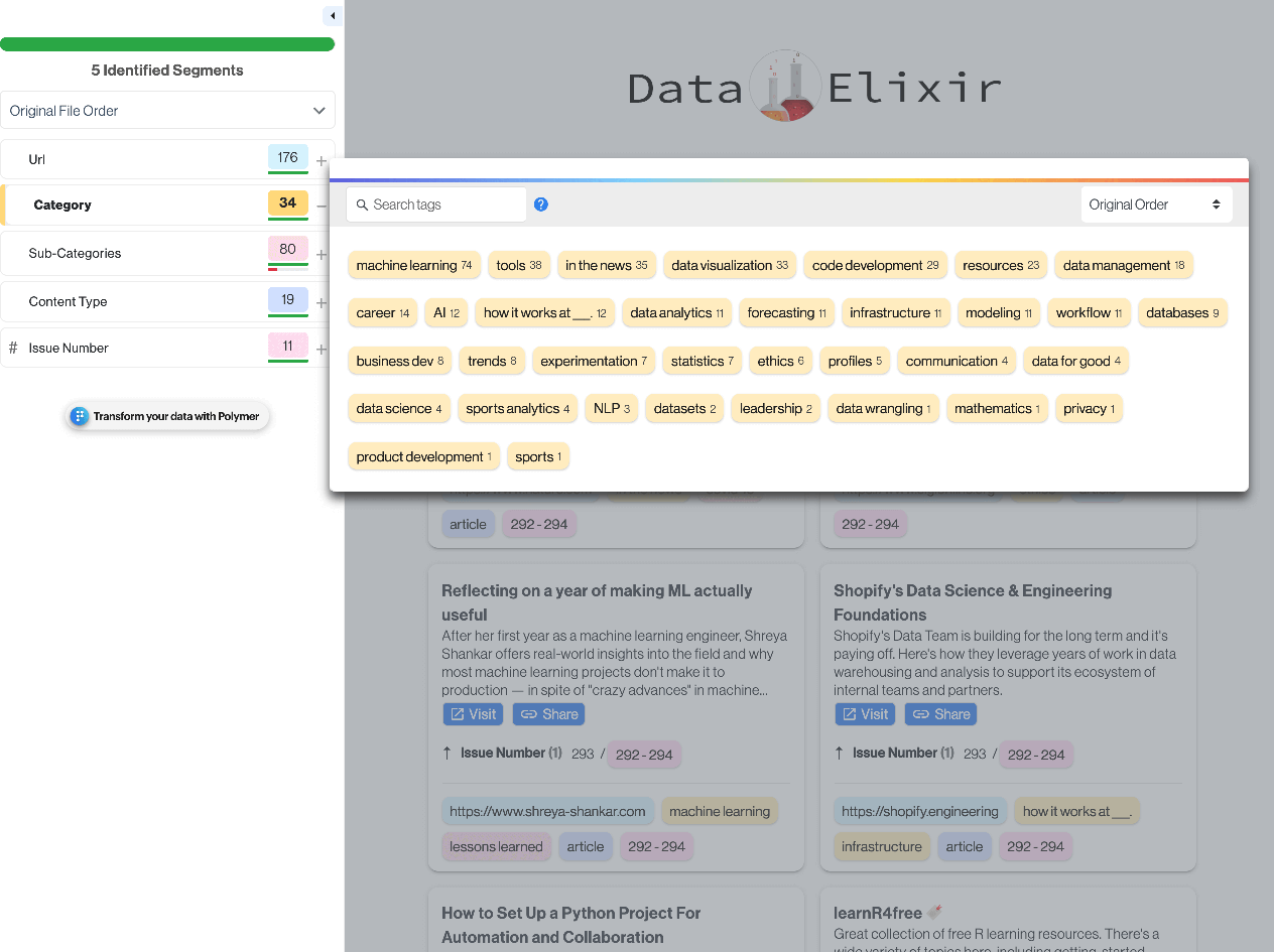Data Elixir Archives screenshot